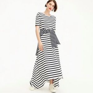 J Crew Striped Knit High Low Maxi Dress Size Small Ivory & Navy